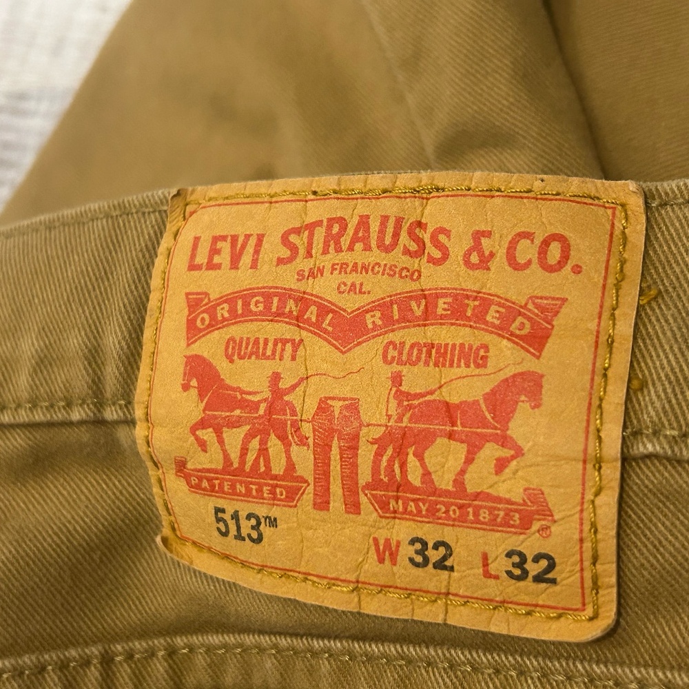 LEVI'S 513 Slim Straight Pants Men's 32x32 Khaki Tan NWOT
